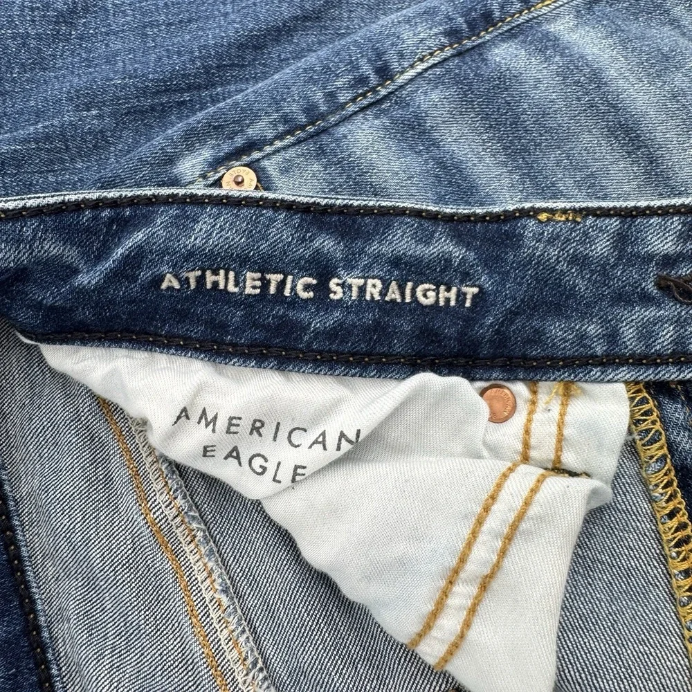 American Eagle AirFlex+ Athletic Straight Jeans Men's 32x33 Blue Denim PNW Style